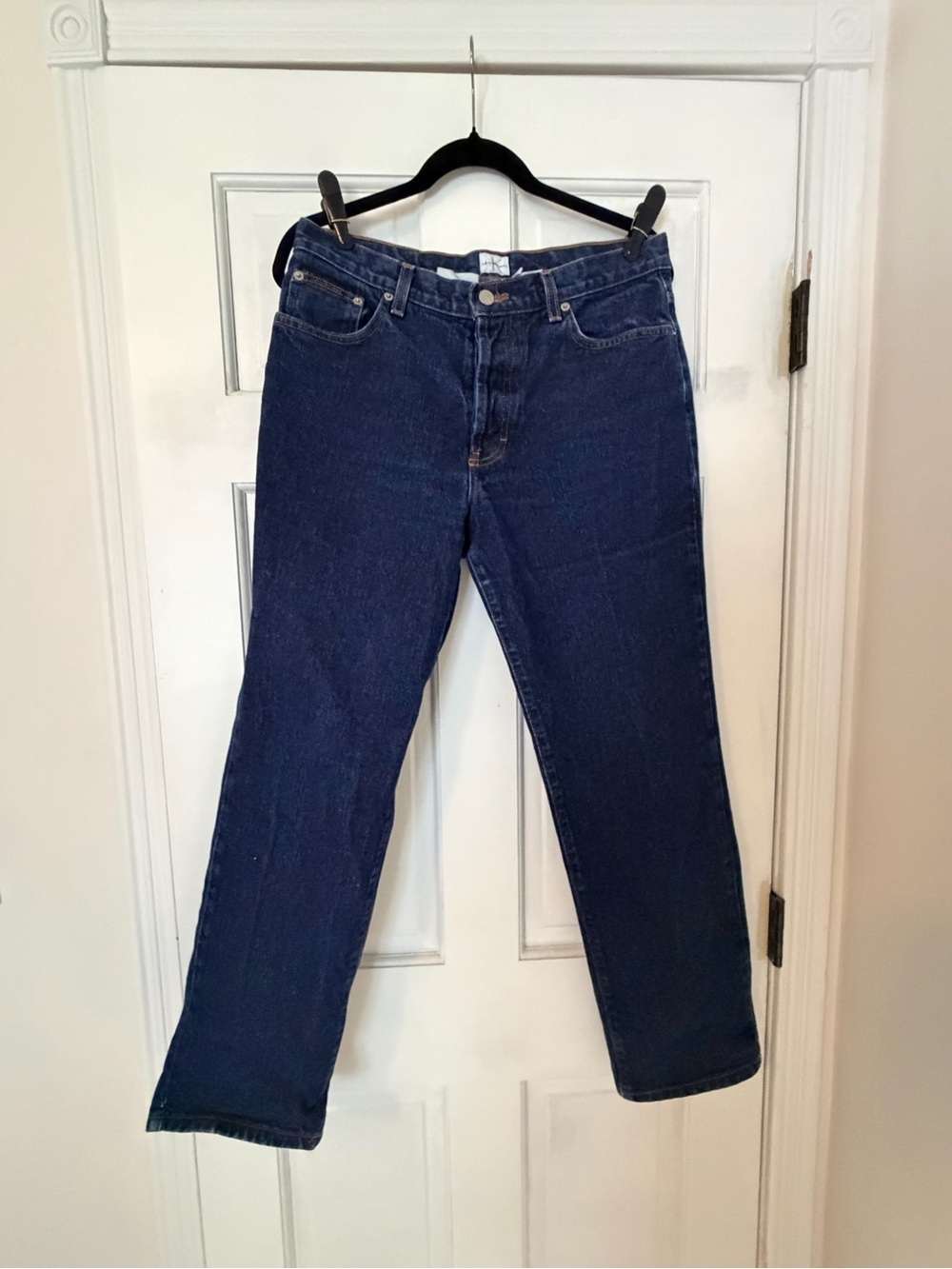 Calvin Klein Jeans Dark Blue Denim Jeans with Copper Stitching - Picture 1 of 6